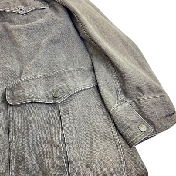 Vtg London Fog Structure Expedition Gear Green Canvas Trench Coat Leather Collar - Picture 4 of 6